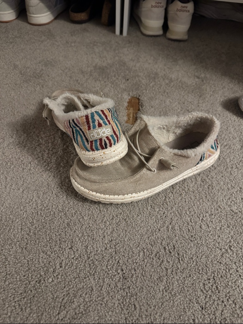 Hey Dude Kids Slip-On Sneakers in Beige with Multicolor Strap
